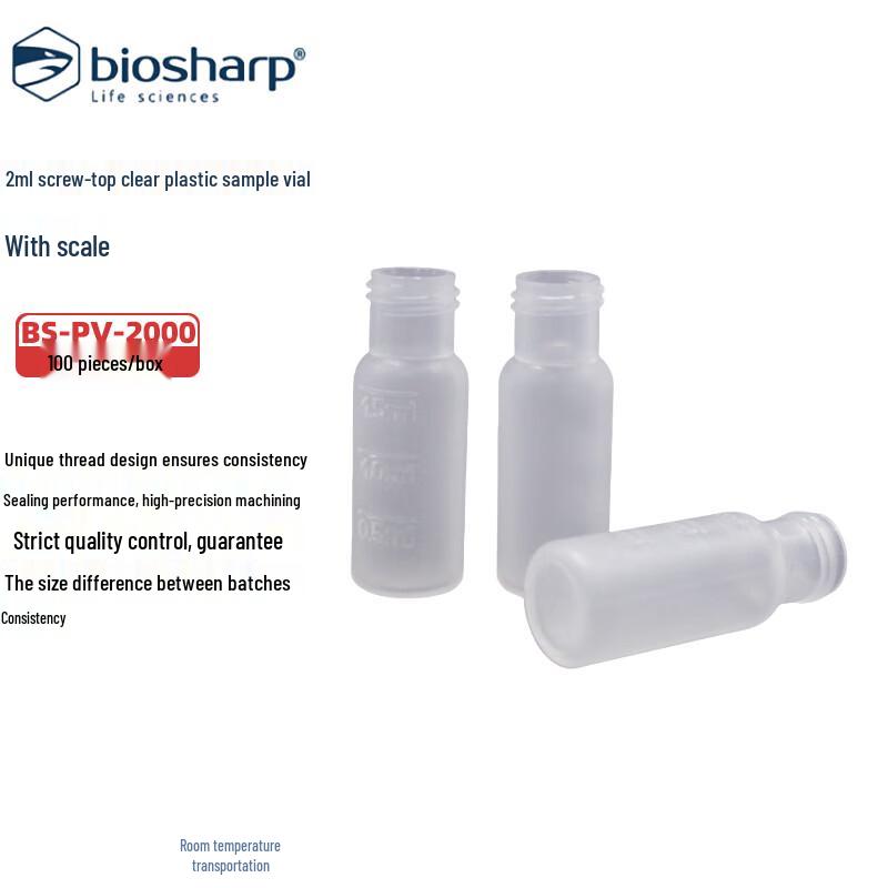 BIOSHARP LIFE SCIENCES 2ml Screw Cap Transparent Plastic Autosampler Vials with Scale 2ml