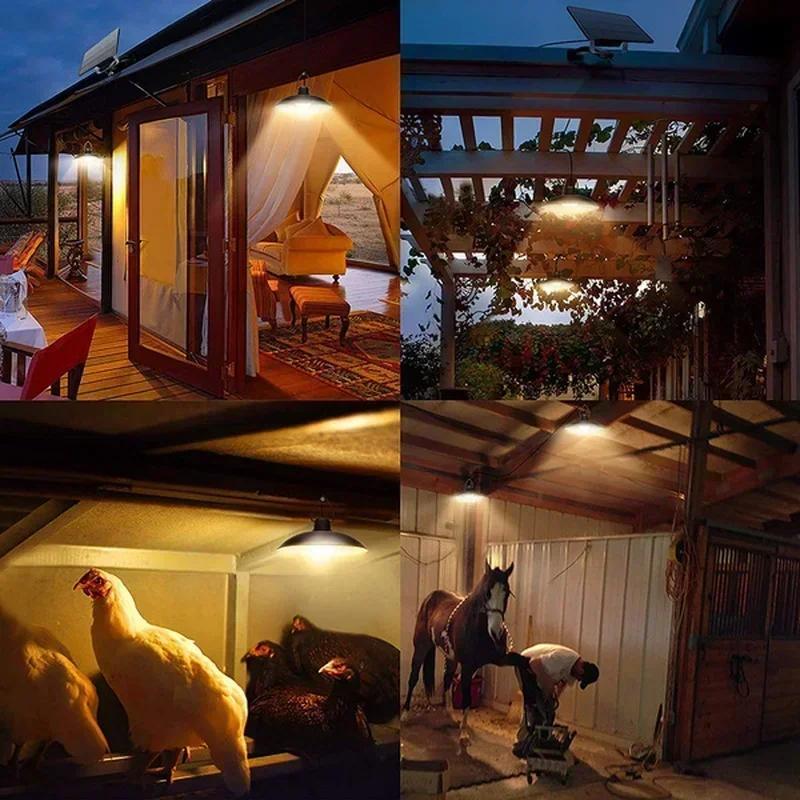Solarna lampa wisząca Zewnętrzna wodoodporna lampa LED Dwugłowicowy żyrandol Dekoracje z pilotem do pomieszczenia w stodole