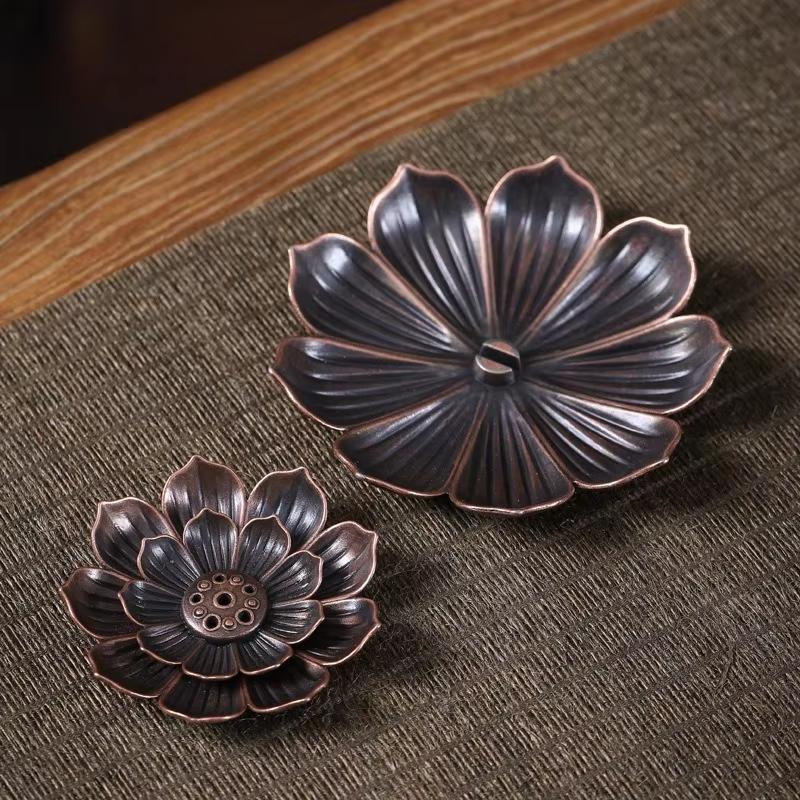 Buddhism Lotus Censer New 1PC Alloy Incense Burner Stick Holder Plate Bronze Nasturtium Incense Burner 7