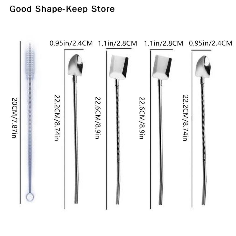 Creative 304 Stainless Steel Watermelon Scraper Spoon Spiced Straw for Beverages And Coffee Stirring Kitchen Utensil