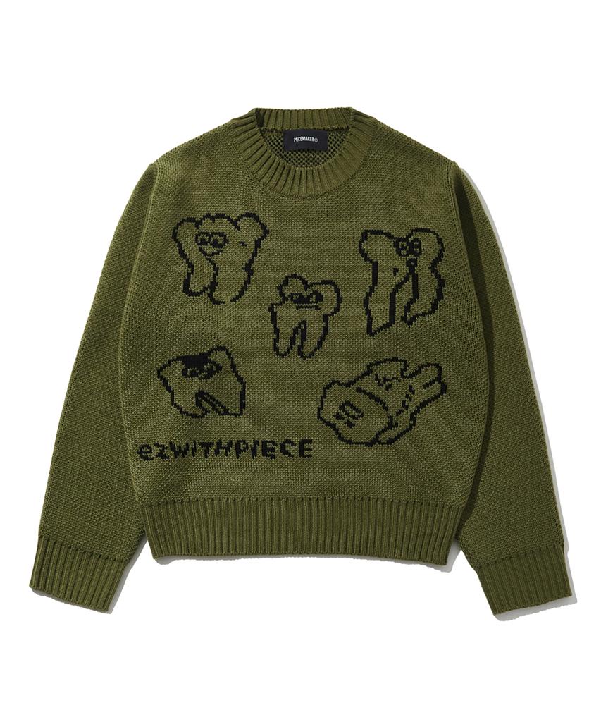 PEACE MAKER Teeth Knit Sweater (Avocado)