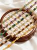 Boho Natural Stone Beaded Bracelet for Women Toggle Clasp Crystal Bead Chain Bracelet Chic Design Stainless Steel Jewelry Gift