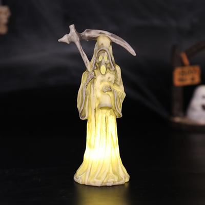 Halloween Scythe Night Light, Grim Reaper LED Desktop Decor, Warm Glow Ornament for Spooky Party Home