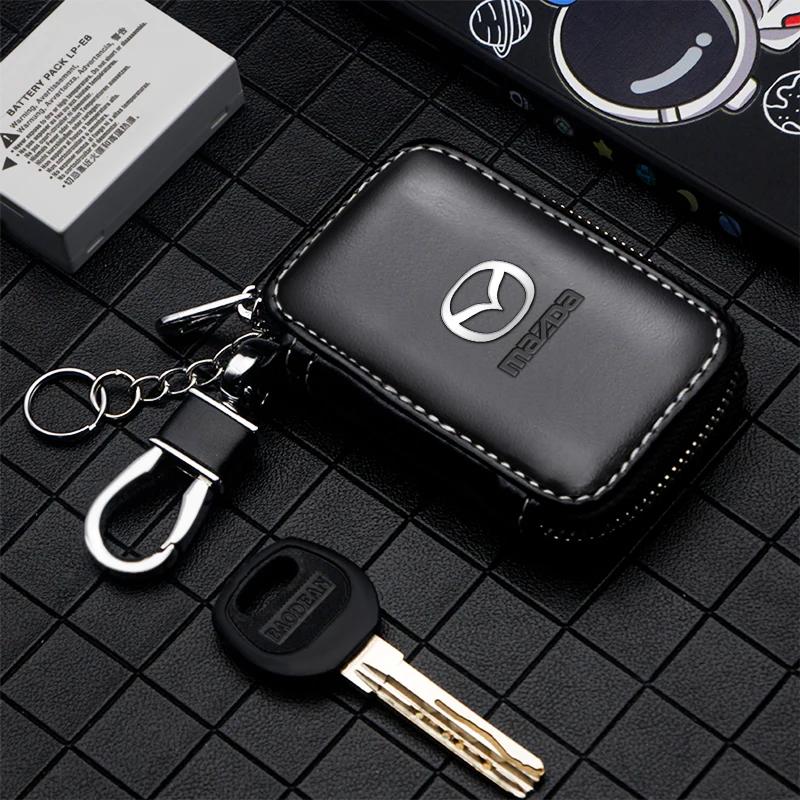 Leather Keychain Car Key Bag Multi Function Key Case For Mazda 3 6 Atenza Axela Demio CX3 CX5 MS Car key Accessories h1