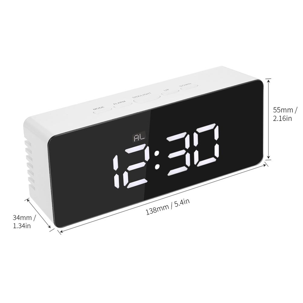 

Rectangular Red Light Large Led Display Radio Alarm Clock Usb Powered Wake Mode Snooze Sleep Function Multi-Function Alarm білий
