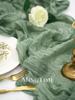 Elegant Pleated Semi-Sheer Gauze Table Runner in Dark Blue Creating Retro Wedding Party and Christmas Scenes Decoration