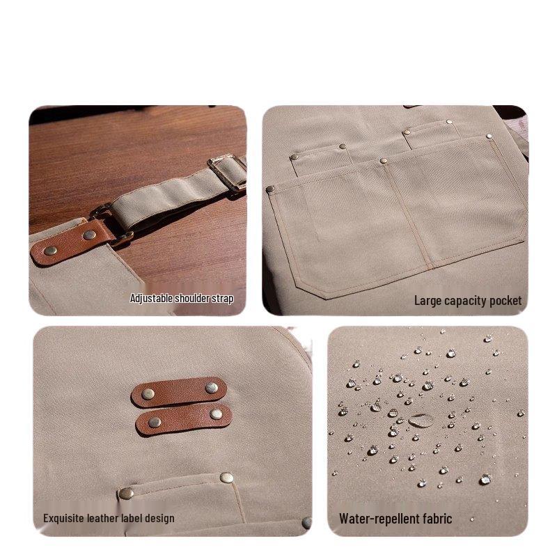 Waterproof Canvas Apron for Women - Ideal for Coffee Shops, Milk Tea Bars, Catering, Baking, and Artists