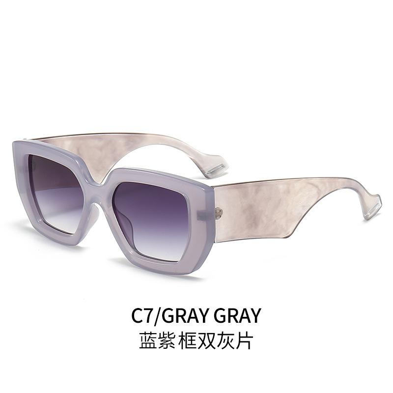 European and American style large square contrasting sunglasses women's round face thin fashion sunshade sunglasses men's trendy olive green glasses