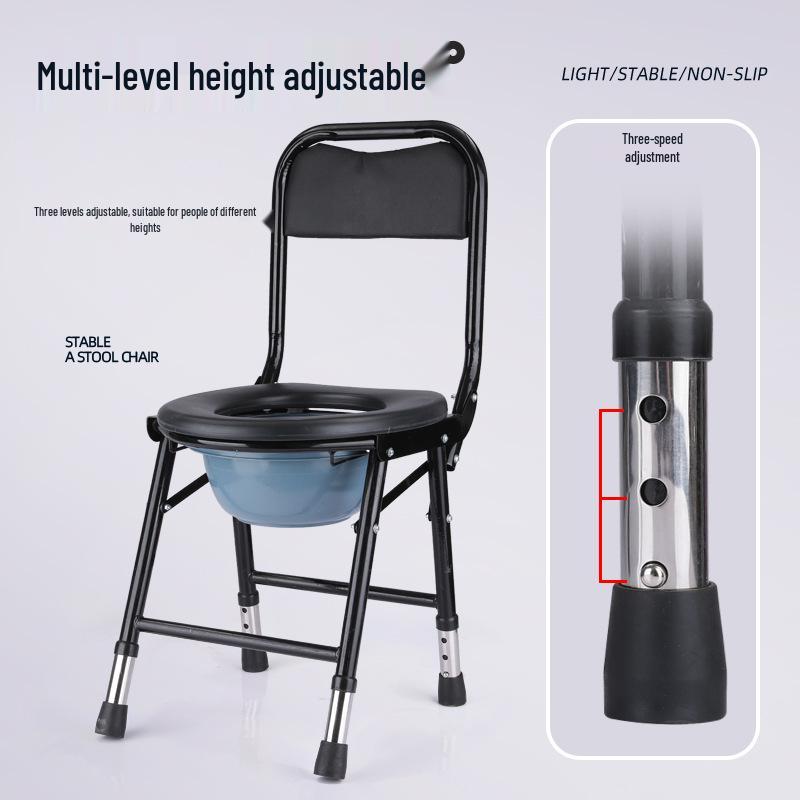 Mobile Folding Toilet Chair for Elderly, Disabled, or Pregnant Users with Reinforced Lifting Feature