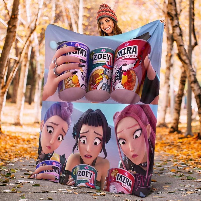 KPOP Hunter Flannel Blanket Soft Warm All-Season Throw, Design for Camping, Car Travel, Hiking Sofa, Bed, Office Perfect Gift for Parties