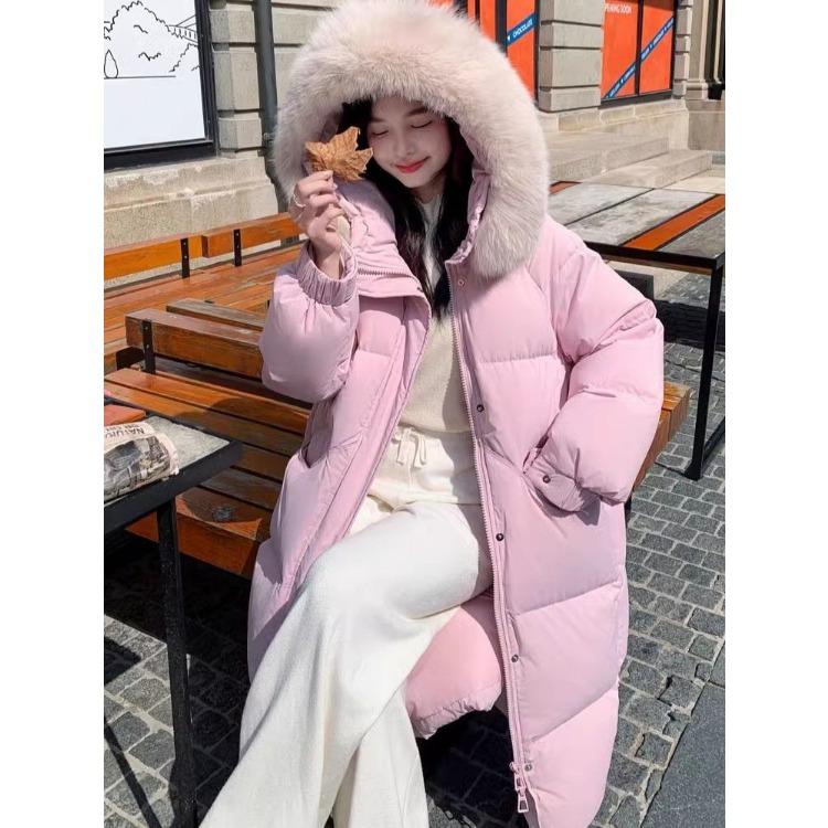 Winter Loose Sweet Thickened Long Cotton with Hooded Coat for Women