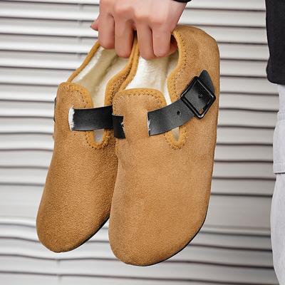 Novos sapatos de algodão masculinos de inverno, quentes, sem cadarço, leves, femininos, pelúcia, quarto, casa, mocassins de algodão, unissex, sapatos quentes de inverno