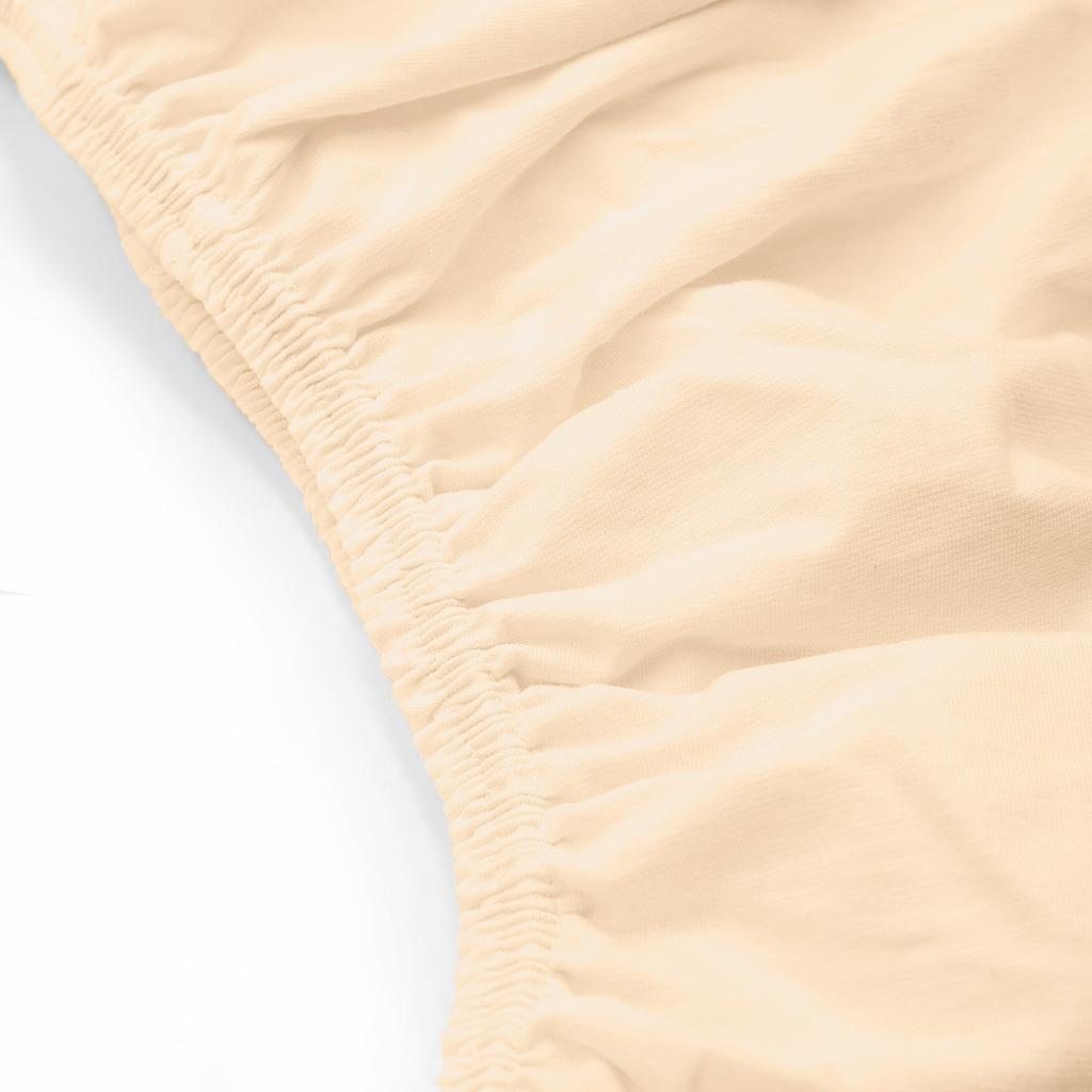 Fitted sheet 200x220 THICK COTTON JERSEY height 25cm light beige