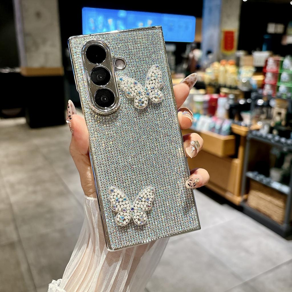 ins butterfly full diamond suitable for Samsung ZFlod7/6 mobile phone case folding screen Zflod5 glitter 4 lanyard protective case