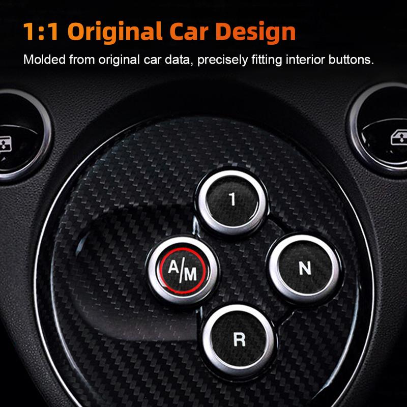 Carbon Fiber Car Gear Shift Button Switch Cover Sticker For Fiat 500 Abarth 595 695 12-23 Auto Interior Decoration Accessories