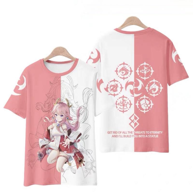 Genshin Impact 3D Print T-Shirts Anime Game Yae Miko Streetwear Women/Men Casual Oversized T Shirt Female Girl Tops Tees