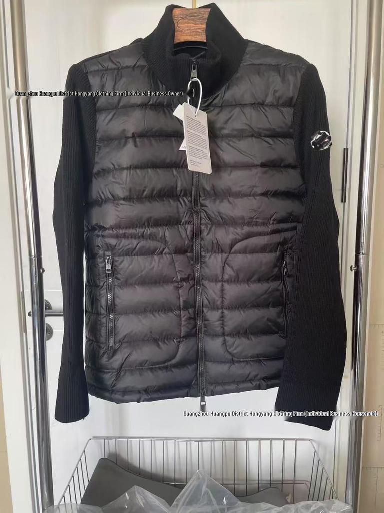 2025 M Brand Knitted Patchwork Hooded Down Jacket – White Duck Down, Unisex Casual Cardigan Style