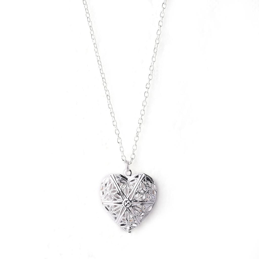 Love Can Be Opened Small Photo Korean Version Hollowed Out Women's Through Flower Peach Heart Shape Phase Box Necklace Alloy Sweater Chain