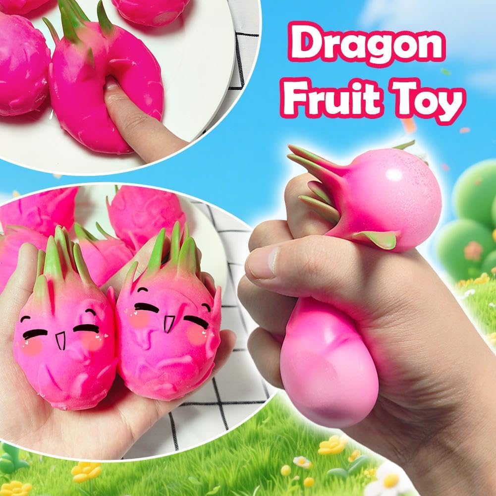 Maltose Dragon Fruit Squishy: Solid Texture Slow Rebound Squeeze Toy, Aesthetic Desktop Sensory Fidget for Anxiety Relief