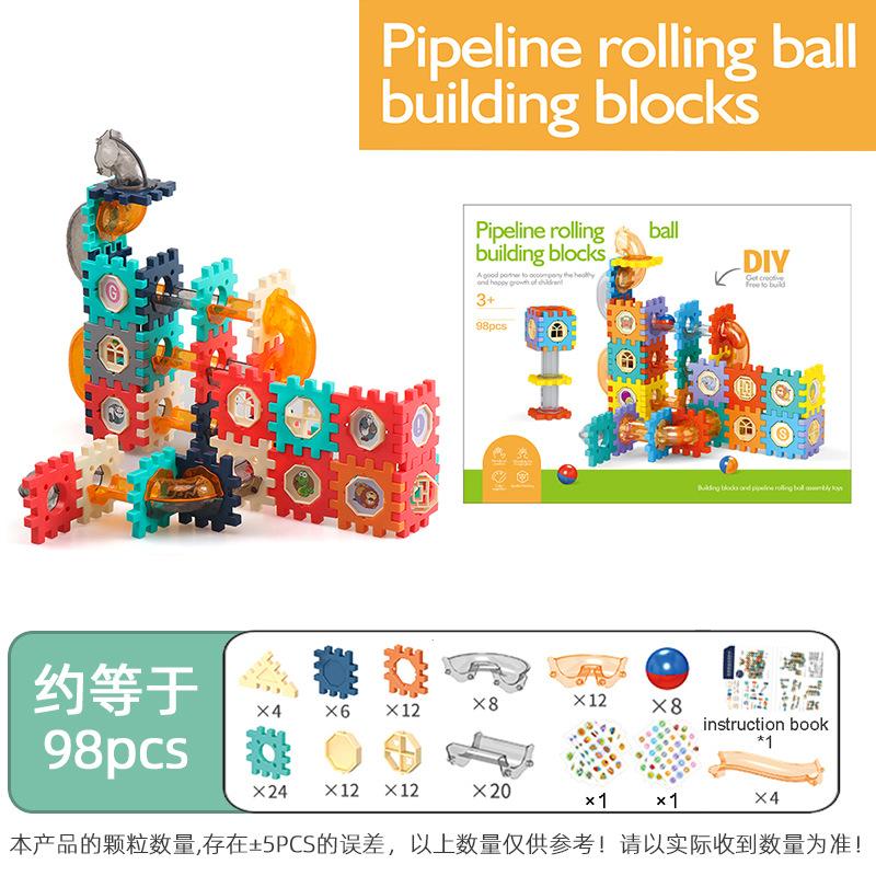 Marble Run Building Blocks Window Cube Tiles STEM Toy for Toddlers Preschool Kids Educational Gift Colorful