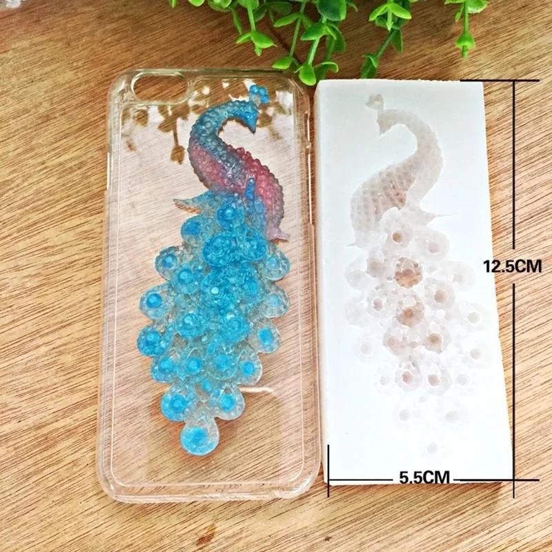 1Pcs DIY Peacock Silicone Mold Drop Mold Crystal Jewelry Tool Resin Keychain Mold