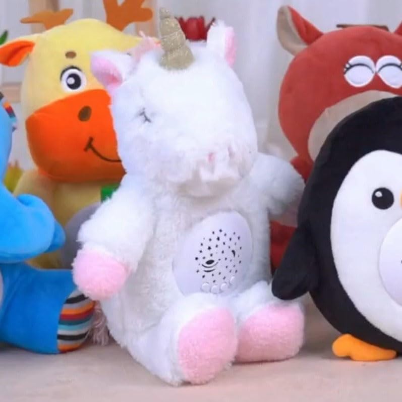 ROBOT PLAZA Unicorn Sleeping Plush Toy for Babies Years with Projection and Heartbeat (3 Old)
