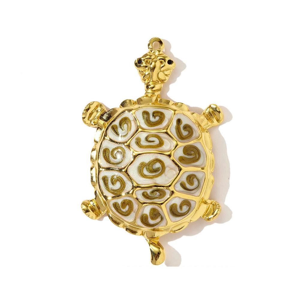1pc Stainless Steel Colored Enamel Fish Turtle Necklace Pendants Pearl Conch DIY Charms Women Ocean Style Jewelry