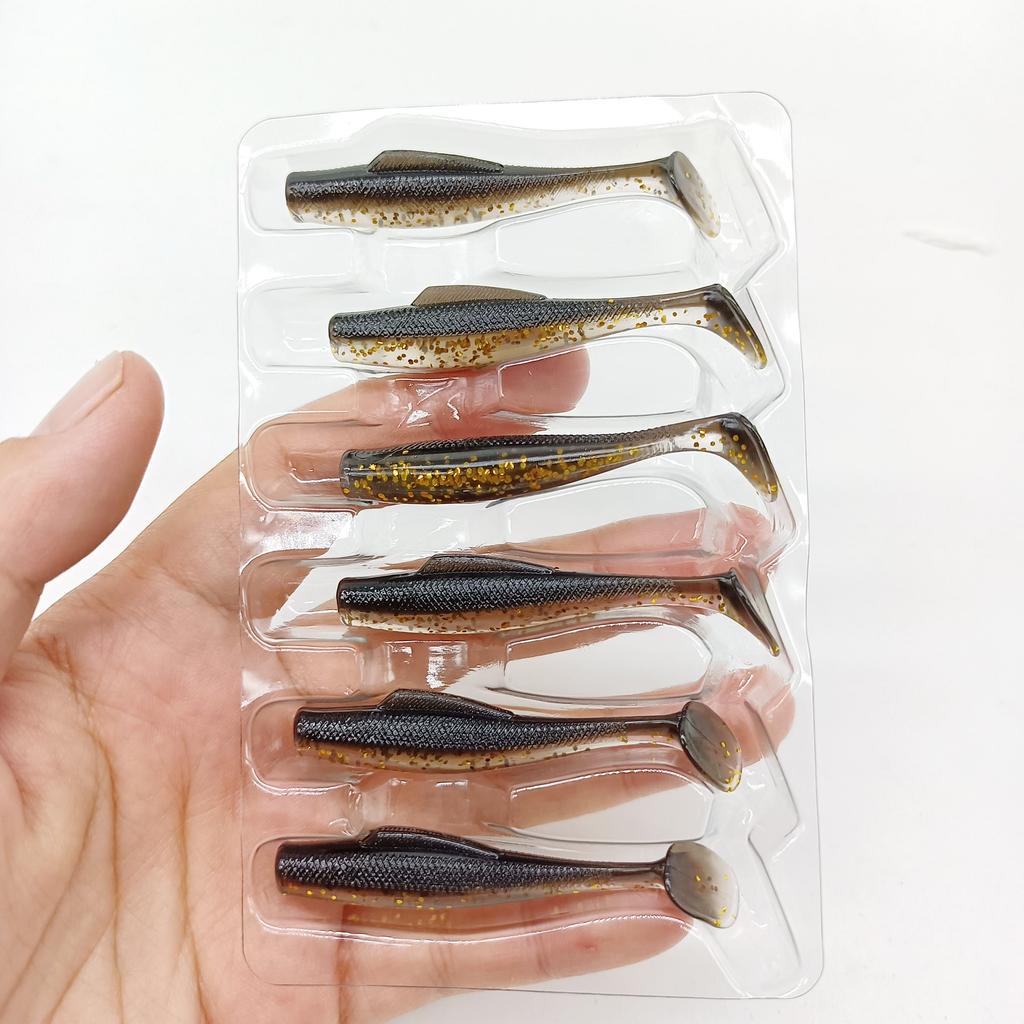 DUODUOYU 6 SZT NOWA MIĘKKA PRZYNĘTA WĘDKARSKA TPE 1,7g/55mm Ogon T Miękki Silikonowy Wobbler Smuga Na Szczupaka Okonia Przynęty Wędkarskie