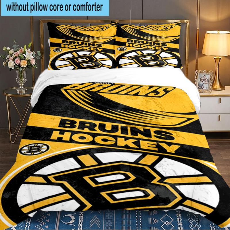 Bruins Emblem hockey 3PCS Bedding set,Ideal for 1pc Duvet Cover And 2pcs Pillowcases Perfect for Fan gift,Ideal for Bedroom, Dormitory