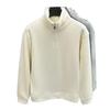 Men's Half-Zip Thick Fleece Hoodie, Stand-Up Collar, Solid Color, Versatile High-End Winter Sweater