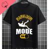 Unisexs Parkour Runner Tshirt With Bold Parkour Print Casual Round Neck 100cotton Allseason Comfort Tshirt Dynamic Tee
