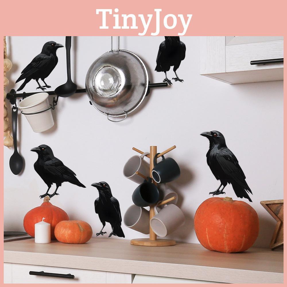 Black Halloween Crow Glass Showcase Bedroom Home Decoration Stickers Wall