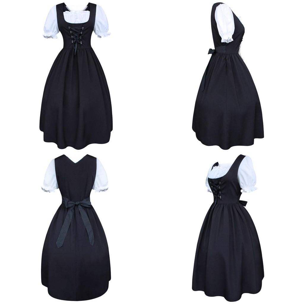 Medieval Retro Style Drawstring High Waisted Bow Dress Stage Outfit Performance