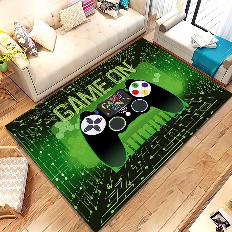Cartoon Game Gamer Zone Controller Logo Living Room Non-Slip Area Rug Soft Carpet for Bedroom Playroom Sofa,Home Decor Doormat