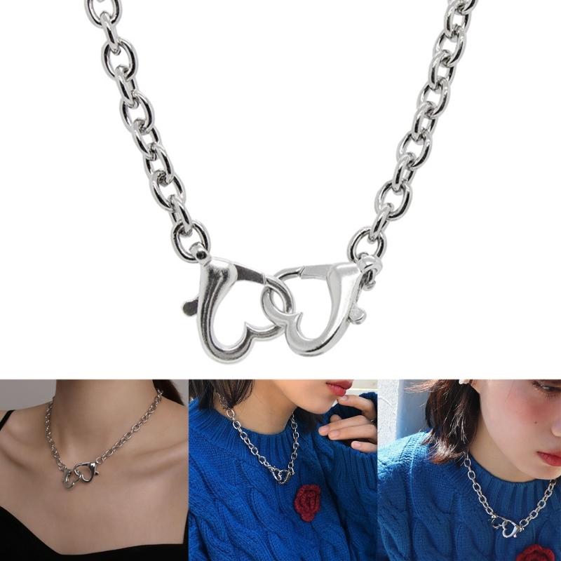 Hip-hop Punk Slitina Srdce Manžety Náhrdelník Módní Šperk na Krk Řetízek na Krk Punkové Srdce Šperky pro Ženy Dívky Muže
