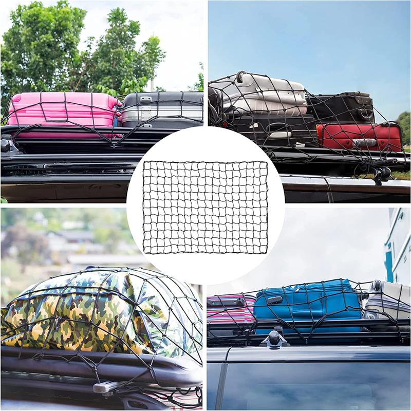 120x90CM Car Trunk Rooftop Net Latex High Elastic Cargo Luggage Storage Organizer Mesh Universal For Travel Offroad Car SUV