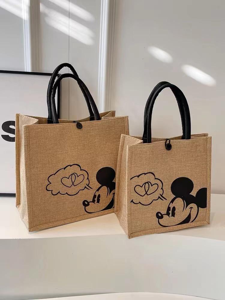 Damen Jute Tragetasche - Große Kapazität Leinen Lunch- & Einkaufstasche