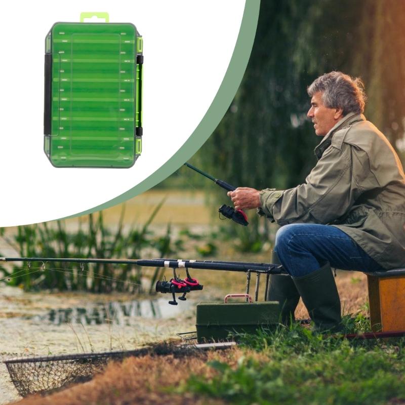 Klare doppelseitige Köderbox mit sicherem Verschluss, leichtes, wasserdichtes Design für Angelwerkzeuge und Kleinteile