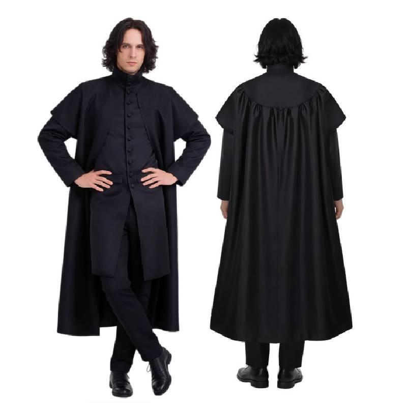 Harry Potter Severus Snape Cosplay Costume With Embroidered Cloak For Comic Con And Halloween