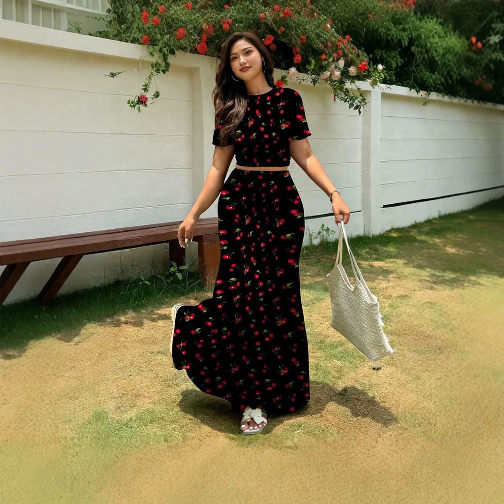 European and American spring and summer suit fashion casual short-sleeved skirt suit