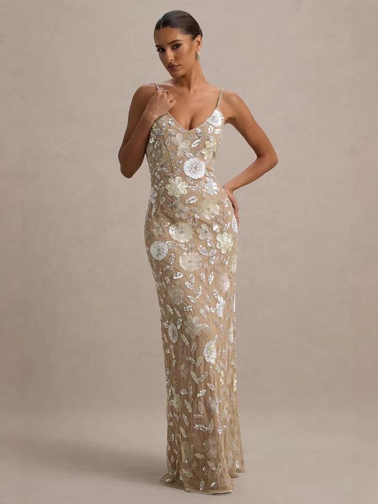 2026 Glamorous Sequin Strapless Fishtail Gown – Women's Sexy Spaghetti Strap Evening Dress