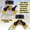 Garden Hose Splitter 2 Way Heavy Duty Y Connector Brass Garden Hose Adapter Hose Bib Splitter