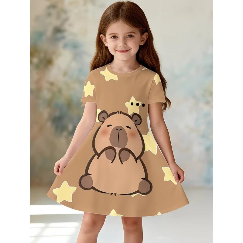 Dress for girls Fashion Capybara Children Clothes Summer Girls Clothes Comfortable Princess
