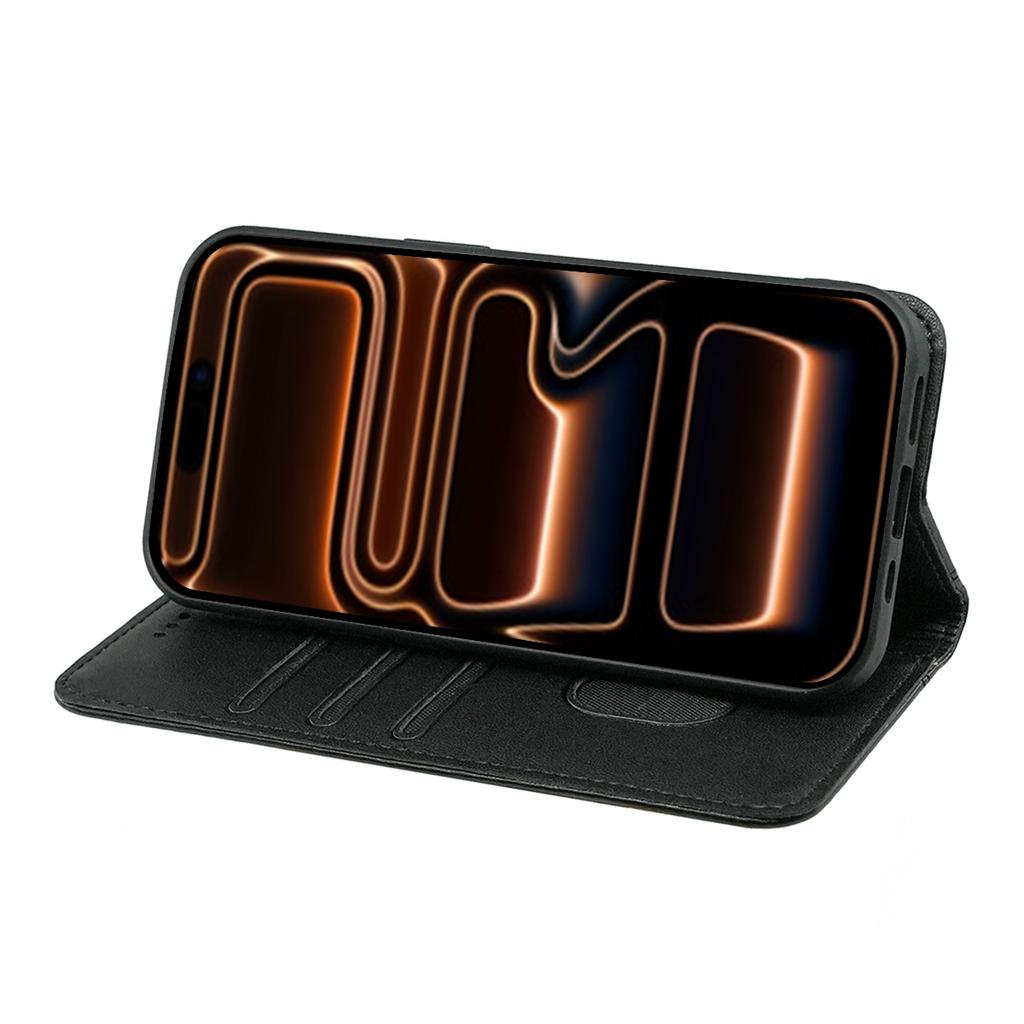 For iPhone 17 Pro Wallet Case Magnetic Closing PU Leather Phone Cover with Wrist Strap