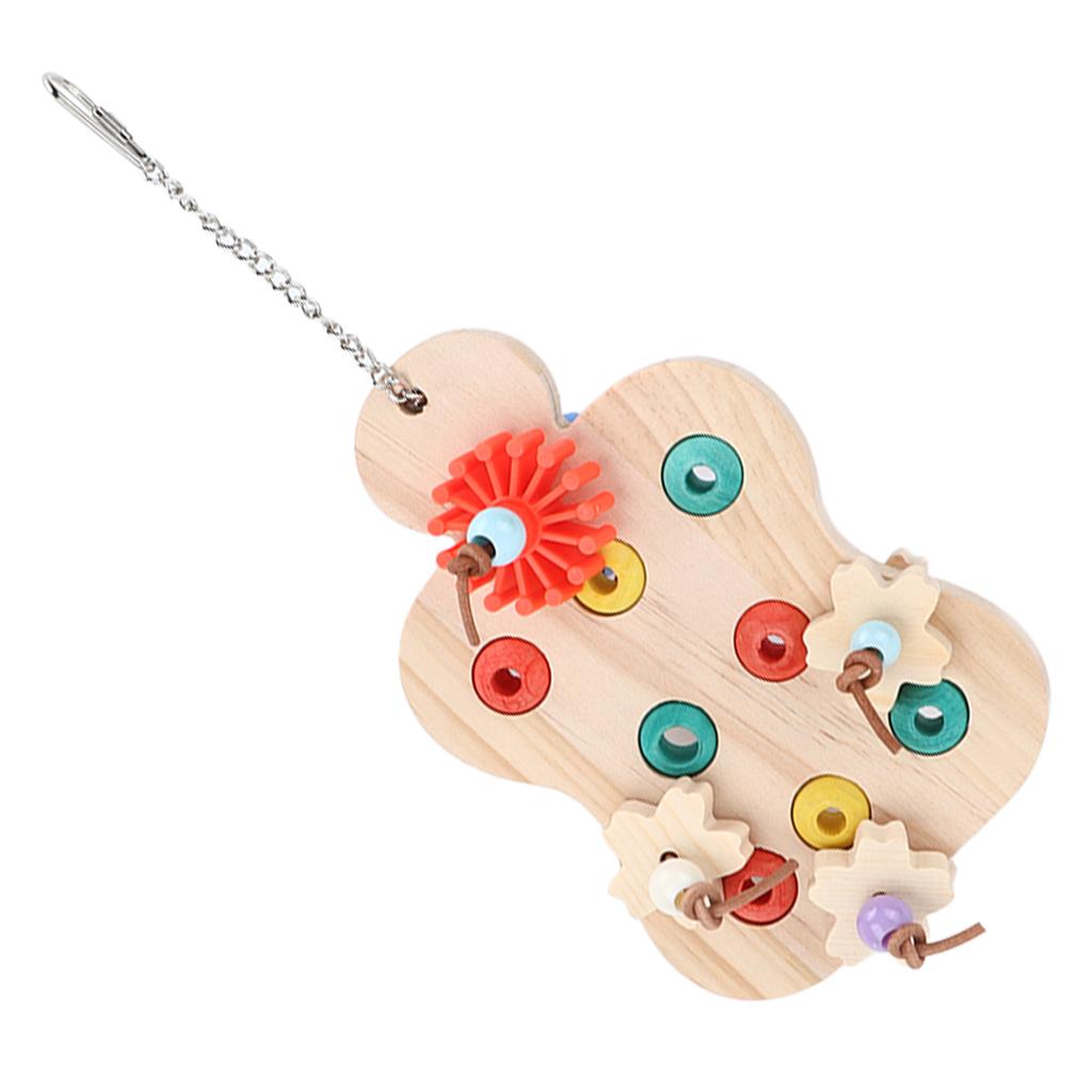 Bird Wooden Chewing Puzzle Toy Hanging Colorful Training Toys for Parrot Pigeon Sparrow