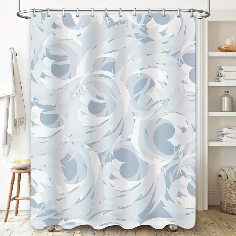 Luxury 3D Printed Shower Curtain Waterproof Machine Washable Decorative Bathing Room Plastic Rod Ring Set for Home Decoration in