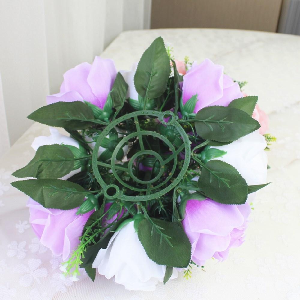 1Pc Outdoor Roman Column Flower Arrangement Pathway Flower Ornaments 15 Rose Green Plants Simulated Flowers, Used for Outdoor Ceremony Decoration