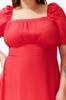 Women's Style Plus Size Red Crew Neck Ruffle Skirt Woven Dress