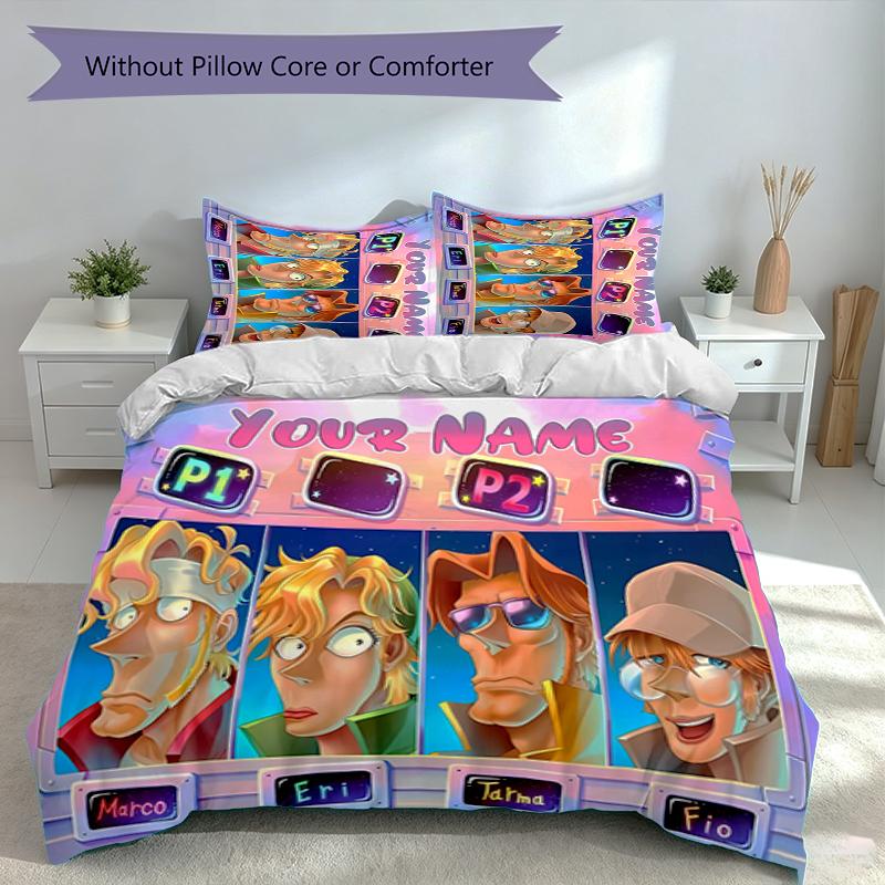 3pcs Custom Name Metal Slug Set,Includes 1 Duvet Cover and 2 Pillowcases,All-season Bedroom Decor