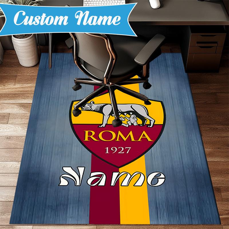 Custom Name Roma Football Crest Emblem Rug Game Carpet, Floor Mat for Bedroom Living Room Entryway Rug, Home Decor Idea Gift for Christmas Birthday